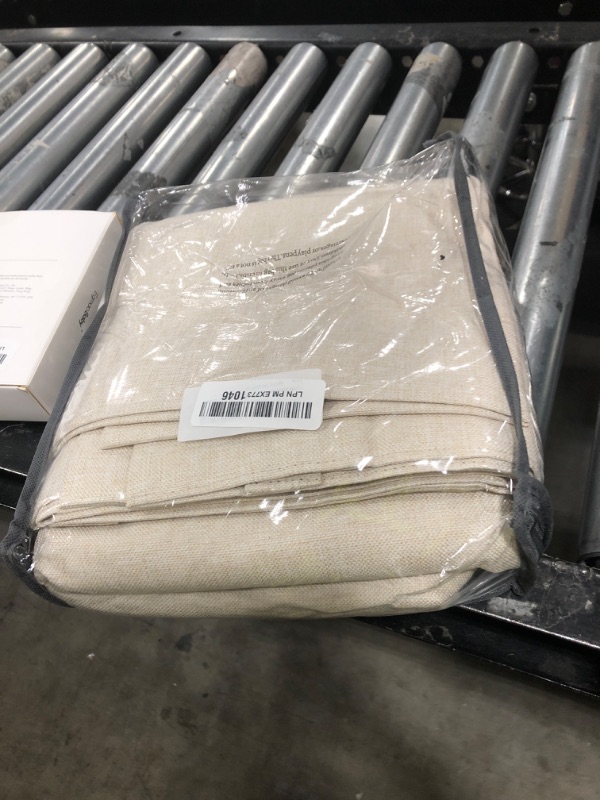 Photo 1 of 100% Blackout Shield Linen Blackout Curtains for Bedroom 84 Inches Long, Back Tab/Rod Pocket Living Room Drapes, Thermal Insulated Blackout Curtains 2 Panels Set, 50" W x 84" L, Cream