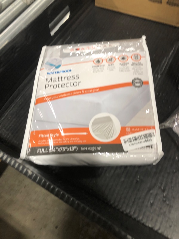 Photo 1 of Guardmax Fitted Waterproof Mattress Protector - Hypoallergenic Cover, Noiseless and Breathable - Full Size (54x75) - Skirt Stretches to 16