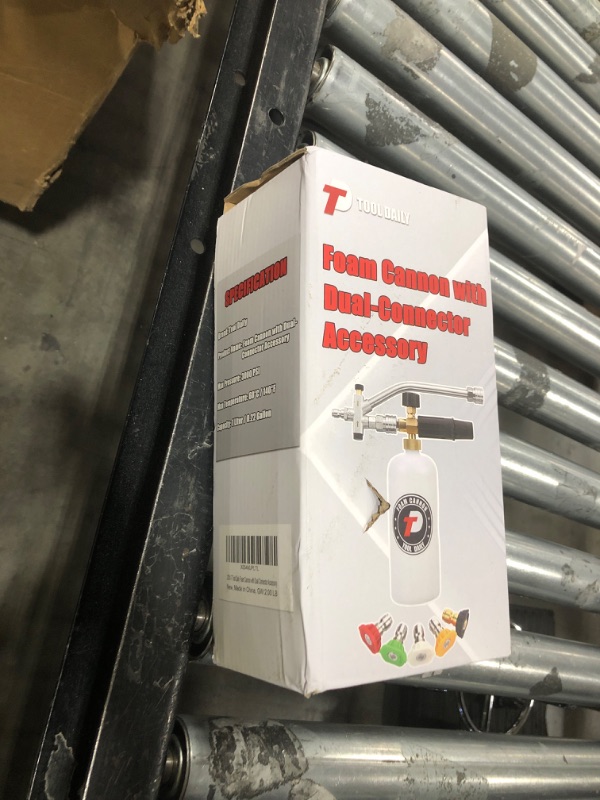 Photo 1 of Tool Daily Foam Cannon with Dual Connector Accessory, 1/4 Inch Quick Connector, 5 Pressure Washer Nozzle Tips, 1 Liter