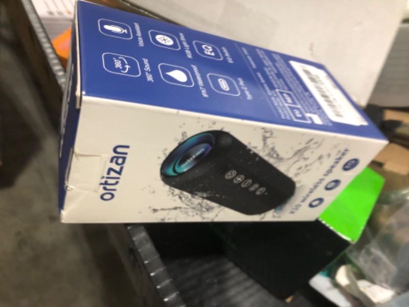 Photo 1 of Ortizan Portable Bluetooth Speaker: IPX7 Waterproof, 24W Loud Sound, Deep Bass, Bluetooth 5.3, LED Lights, Wireless Stereo Pairing, 30H Playtime, for Home/Outdoor/Party/Beach, Birthday Gift (Black)
