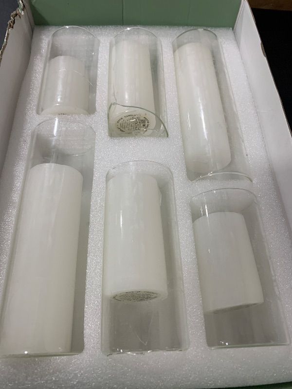 Photo 1 of PNJHDZ 24 Pcs White Pillar Candles and Glass Candle Holders, Clear Cylinder Vases Pillar Candle Holders for Pillar Candles, Hurricane Candle Set for Wedding Party, Event, Home Office Decor