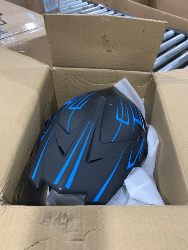 Photo 1 of Yesmotor Youth Kids Motocross Helmet Motorcycle Dirt Bike Off-Road Mountain Bike BMX MX ATV Helmet with(Gloves Goggles Mask) 4Pcs Set - DOT Approved(Blue,M)