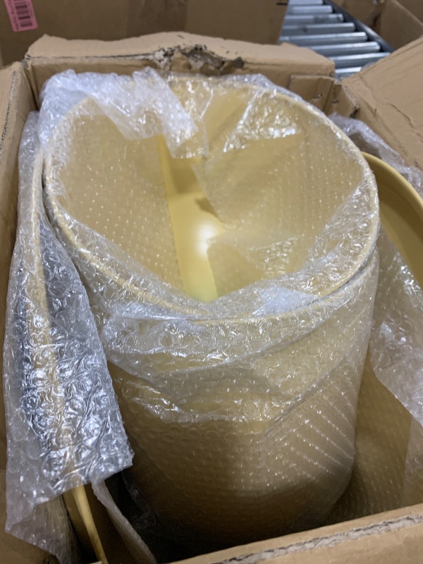Photo 1 of hitsuki Yellow Nesting Coffee Table Set of 2 Funky Colorful Round Metal End Side Tables for Living Room Sofa Retro Modern Pedestal nightstand Cute Matte Cream Yellow Side Table