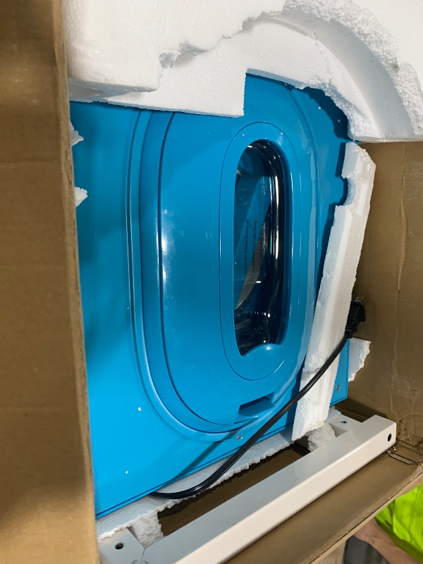 Photo 1 of Nostalgia Snow Cone Shaved Ice Machine - Retro Cart Slushie Machine Makes 48 Icy Treats - Includes Metal Scoop, Storage Compartment, Wheels for Easy Mobility - White, Blue