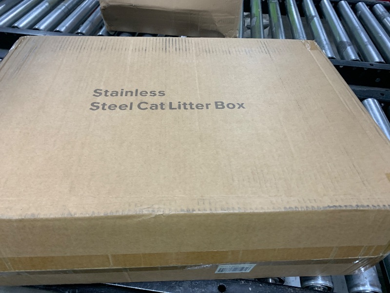 Photo 1 of Stainless Steel Litter Box | XL Enclosed Cat Litter Boxs with Lid for Big Cats | High Sided, Anti-Urine Leakage | Non-Stick Bottom & Includes Litter Mat & Metal Scoop