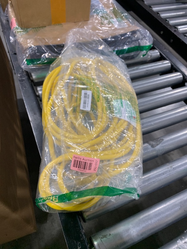 Photo 1 of POWGRN 50 ft 12/3 Outdoor Extension Cord Waterproof Heavy Duty with Lighted Indicator End 12 Gauge 3 Prong, Flexible Cold-Resistant Long Power Cord Outside, 15Amp 1875W SJTW Yellow ETL Listed