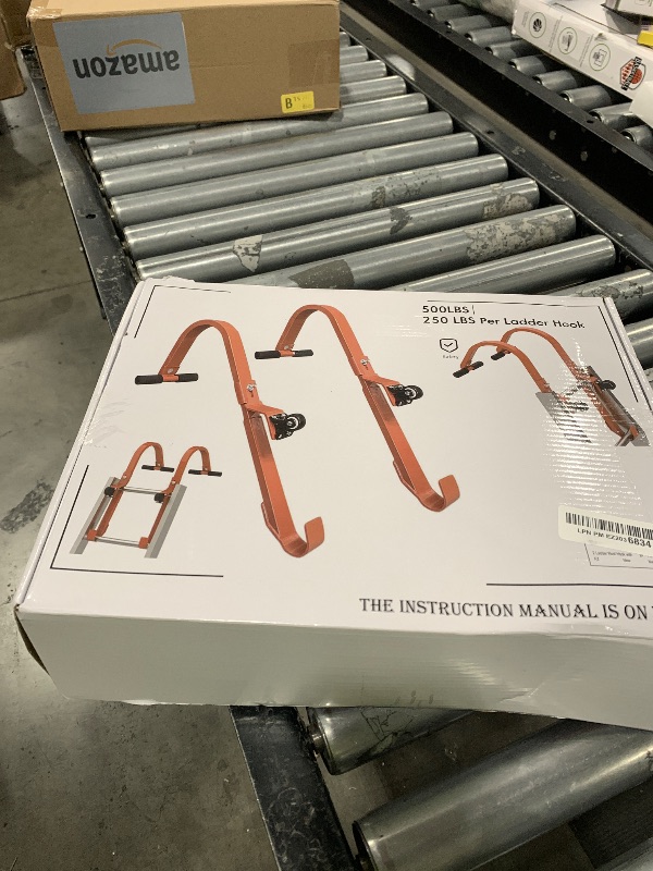 Photo 1 of Roof Ladder Hook, 2 Pack Ladder Stabilizer, Heavy Duty Steel 500 Lbs Weight Ratin, Roof Ridge Extension with Wheel for Safe and Easy Access