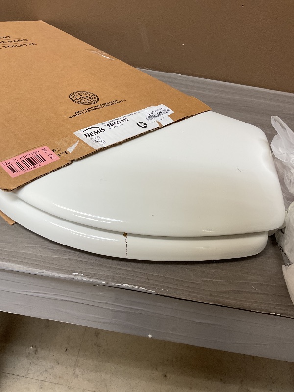 Photo 1 of Bemis 500EC Durable Wood Toilet Seat with Easy Clean Hinges, Made in USA, Round, White