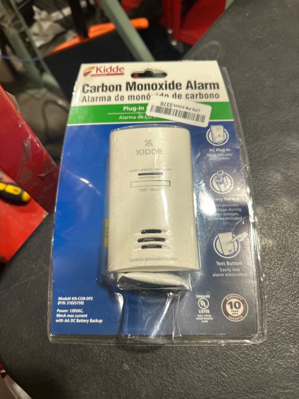 Photo 1 of Kidde Carbon Monoxide Detector, Plug In Wall with AA Battery Backup, Test-Hush Button