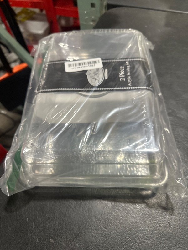 Photo 1 of Clear Premium Acrylic Rectanglees Serving Tray with Lid (12.63" x 8.75" x 3.38") Perfect for Parties, Events, & Dining