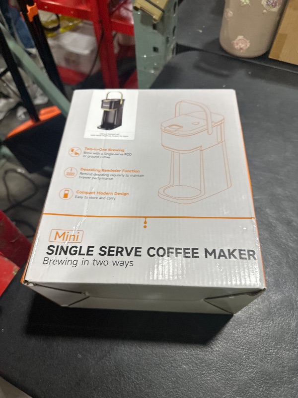 Photo 1 of Tastyle Single Serve One Cup Coffee Maker, for K Cups and Grounds, Mini Coffee Maker with Portable Handle, 6 to 12 Oz Brew Size, for Travel, Camping, Office, RV and Dorm, 120V, Black and Gold