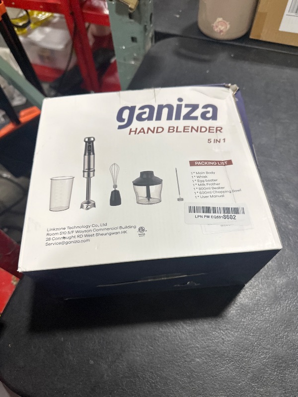 Photo 1 of Ganiza Immersion Blender 5 in 1 Hand Blender Max 1000W Heavy Duty Motor, 16 Speed Mode Handheld Blender Stainless Steel Blade With 800ml Mixing Beaker, 600ml Chopper, Whisk and Milk Frother