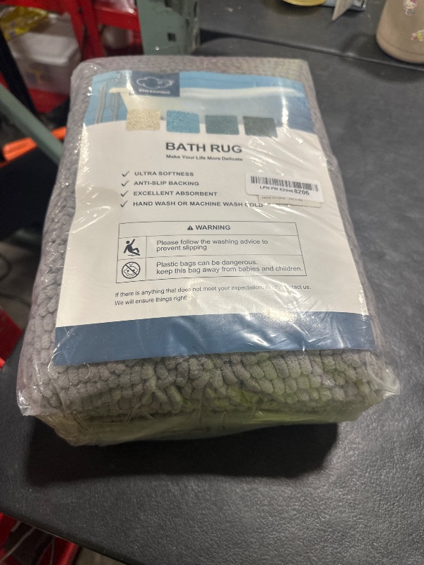 Photo 1 of Sheepping Bathroom Rug Mat 59" x 20", Non Slip Chenille Long Grey Bath Runner Rugs with Rubber Backing, Fluffy Soft, Ultra Absorbent and Machine Washable Bath Rugs for Tub Double Sink