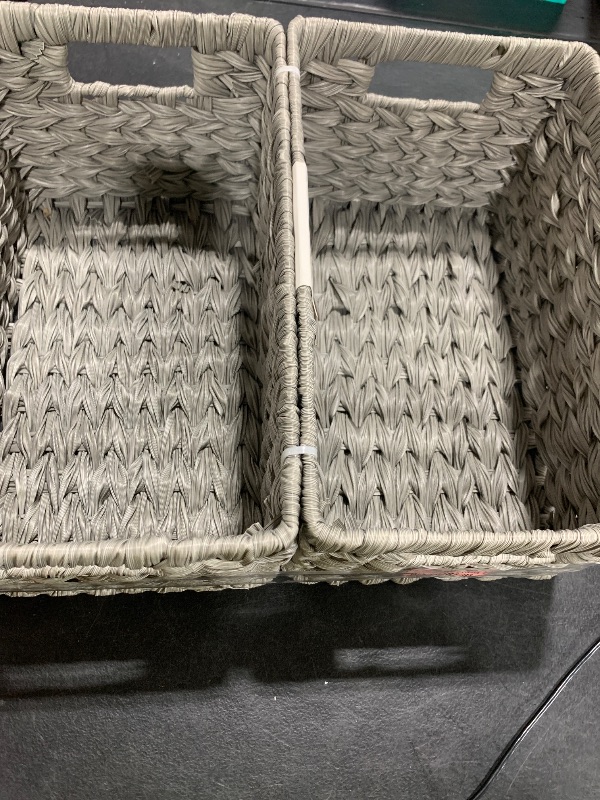 Photo 1 of GRANNY SAYS Wicker Baskets with Handles - Gray Storage Baskets (2-Pack) for Organizing Cabinet, Coffee Table