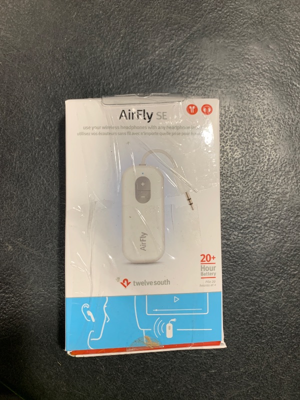 Photo 1 of Twelve South AirFly SE | Bluetooth Wireless Audio Transmitter Adapter for AirPods/Headphones, 20+ Hr Battery, Works with 3.5mm aux Jacks on Airplanes, TVs, Gym Equipment, and Travel