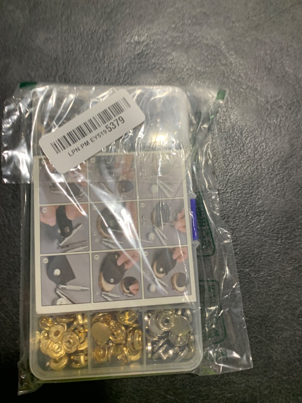 Photo 1 of 100 Set Snap Fasteners Leather Snaps Button Kit Press Studs with 4 Pieces Fixing Tools, 12.5 mm in Diameter