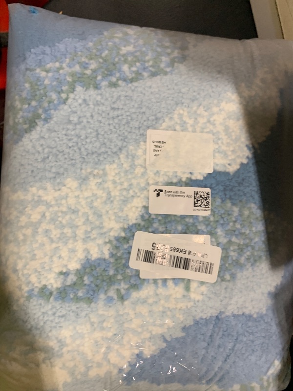 Photo 1 of DyeFury Large Blue Ocean Wave Bath Mat, Cute Funky Bathroom Rugs for Coastal Beach Nautical Themed Decor, Non-Slip Washable Accent Rug for Bedroom Kitchen, Trendy Tufted Shower Mats 47"x 24"