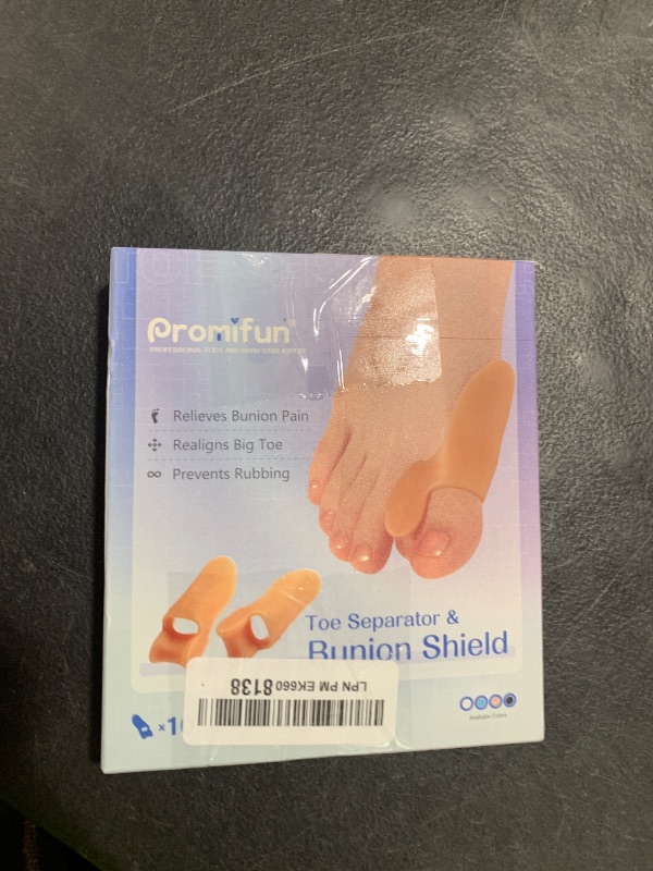 Photo 1 of Promifun Bunion Cushion Protector, 10 Packs of Bunion Corrector Pads with Separator for Big Toe, Gel Shield for Foot Pain Relief, Calluses, Corns - Beige