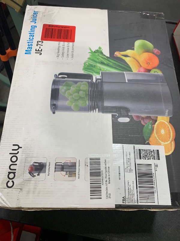 Photo 1 of Cold Press Juicer, 5.8" Wide Feed Chute Juice Extractor Machine with 400W, High Juice Yield, Slow Masticating Juicer for Whole Vegetables & Fruits, Black Gray