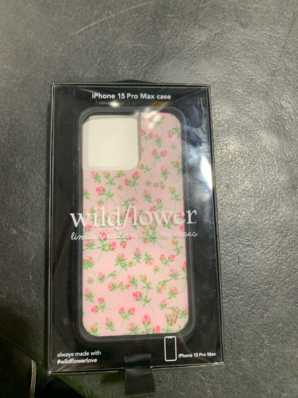 Photo 1 of Wildflower Cases - Baby Pink Posie Rosie Case, Compatible with Apple iPhone 15 Pro Max | Pink, Floral, Green, Gift, Cute - Protective Black Bumper, 4ft Drop Test Certified, Women Owned Small Business
