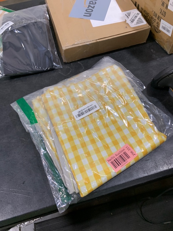 Photo 1 of Beyond Thursday Cute Gingham Picnic Blanket, Waterproof Foldable, in Large 80x60in and Extra Large 80x80in, Portable Compact Beach Blanket, Oversized XL Outdoor Mat (Yellow, Large)