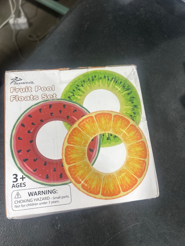 Photo 1 of Jasonwell Inflatable Pool Floats Kids - 3 Pack Floaties Pool Tubes Swim Rings Fruit Water Floaty Watermelon Kiwi Orange Inflatable Pool Toys Float for Swimming Pool Party Lake Beach Kids Adults