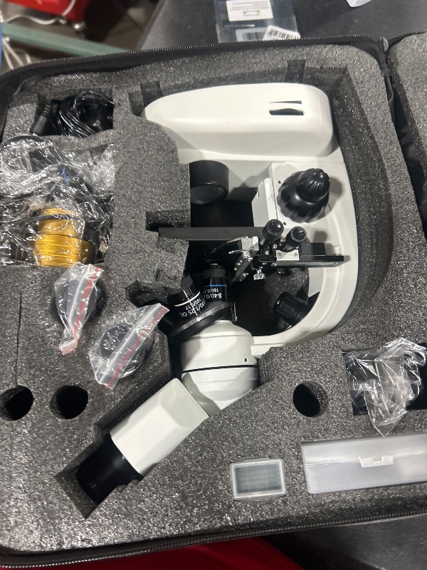 Photo 1 of Binocular Compound Microscope for Adults - 40X-2500X Lab Microscope with Digital Eyepiece for Research - Two-Layer Mechanical Stage and Dual LED Lighting for Professional Use School & Home Science