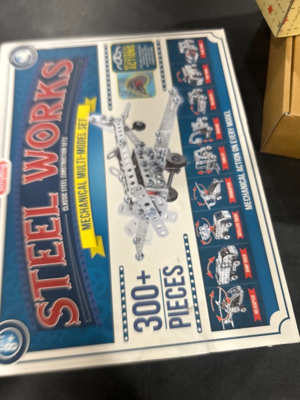 Photo 1 of Schylling Steel Works Mechanical Multi-Model - Steel Building Set - Includes 300 Pieces, Tools, and Instructions to Make 10 Different Models - Ages 8 and Up