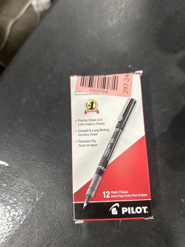 Photo 1 of Pilot Precise V5 Rollerball Pens, Extra Fine Point 0.5 mm Black Pen, Black, Pack of 12