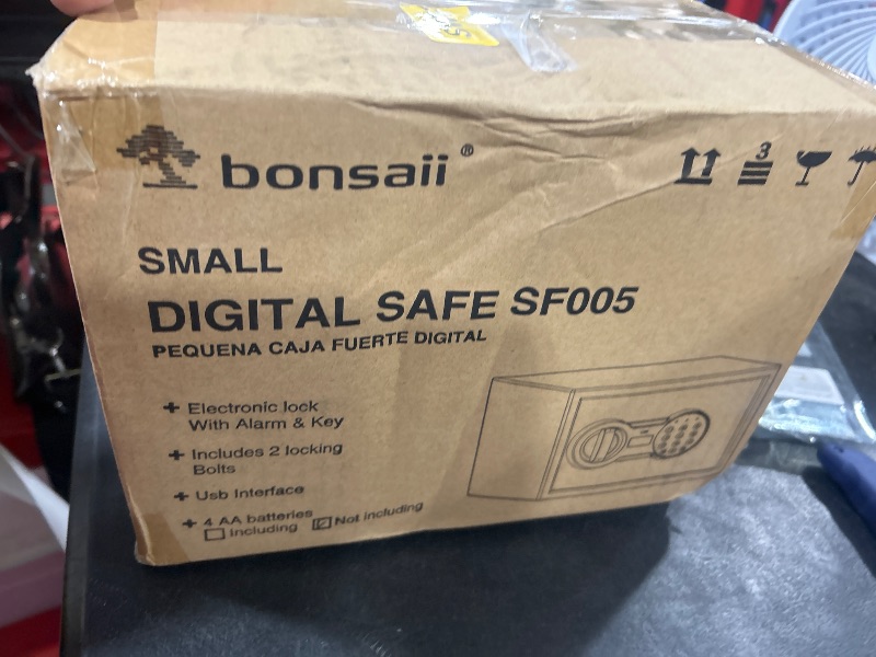 Photo 1 of Bonsaii Safe Box with Electronic Keypad, Steel Security Lock Box with Key, 0.23 Cubic Feet, 9.06" W x 6.69" D x 6.69" H, Small Hidden Safe for Cash Jewelry