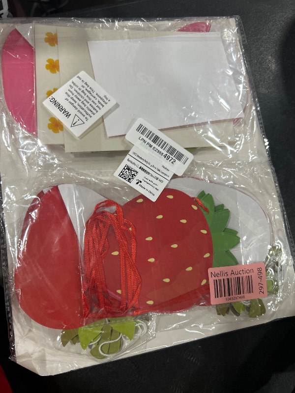 Photo 1 of 13PCS Strawberry Party Decorations Honeycomb Balls Banner Berry First Birthday Hanging Decor Table Centerpieces