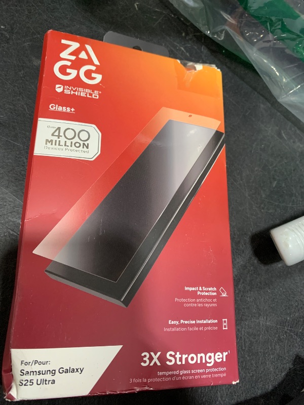 Photo 1 of ZAGG Glass+ Samsung Galaxy S25 Ultra Screen Protector – Extreme Impact & Shatter Protection, Scratch-Resistant, Smudge-Resistant, Fingerprint Scanner Compatible, InvisibleShield, Easy Installation