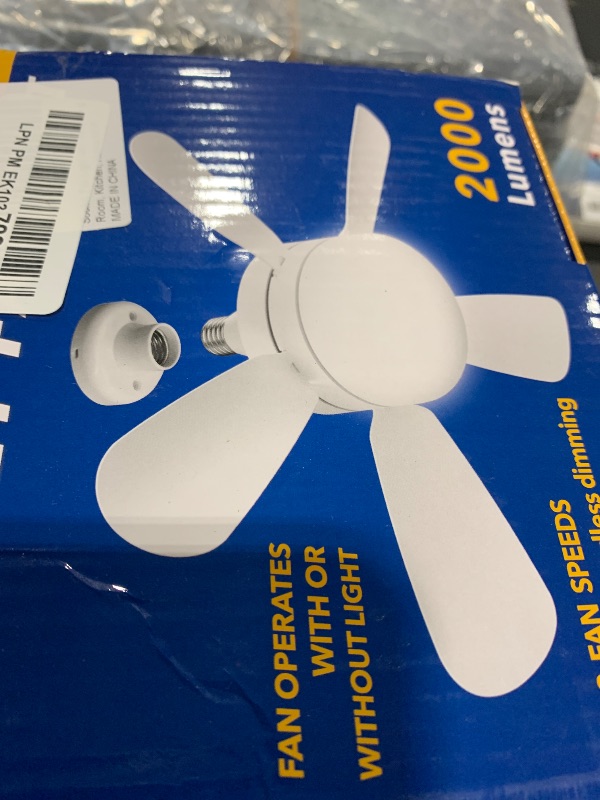 Photo 1 of Socket Fan Light with Remote, 2000 Lumens E26/E27 Socket Ceiling Fan with Light, 3 Fan Speeds, 2H/4H Timer, 3 Color 3000K-6000K Dimmable 2 in 1 Fan Light for Bedroom, Living Room, Kitchen, Home