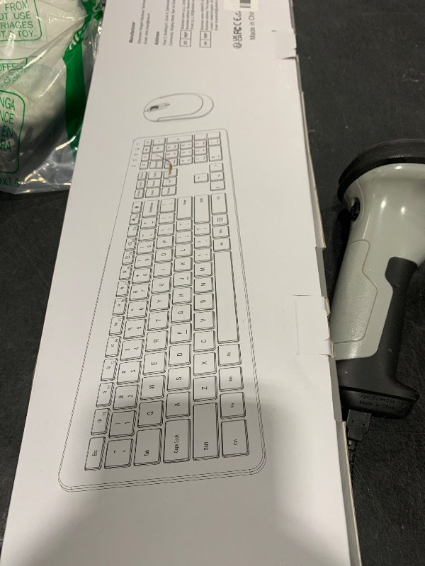 Photo 1 of Wireless Keyboard and Mouse Combo - Full Size Slim Thin Wireless Keyboard Mouse with Numeric Keypad 2.4G Stable Connection Adjustable DPI (White & Silver)