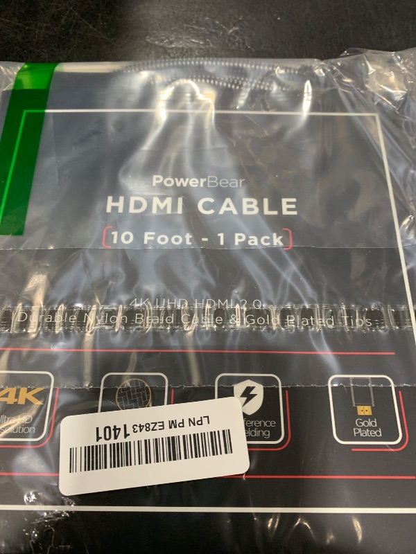 Photo 1 of PowerBear 4K HDMI Cable 10 ft | High Speed Hdmi Cables, Braided Nylon & Gold Connectors, 4K @ 60Hz, Ultra HD, 2K, 1080P, ARC & CL3 Rated | for Laptop, Monitor, PS5, PS4, Xbox One, Fire TV, & More