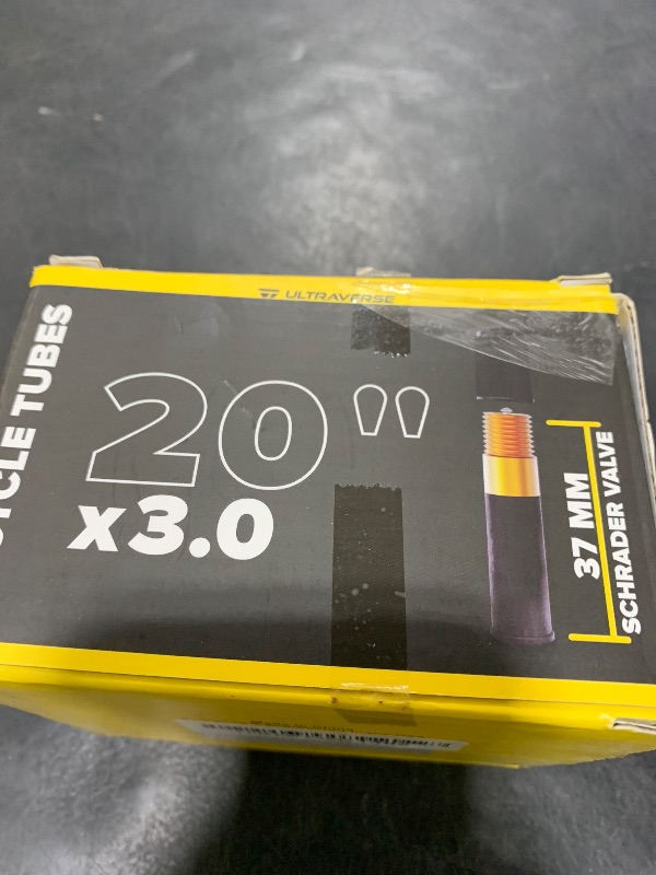 Photo 1 of Ultraverse 20 x 3.0 Inner Tube Set with Schrader Valve - Ideal for Mountain Bikes & E-Bikes with 20-Inch Fat Tires - Durable & Reliable Performance- 2 Pack with Tire Levers