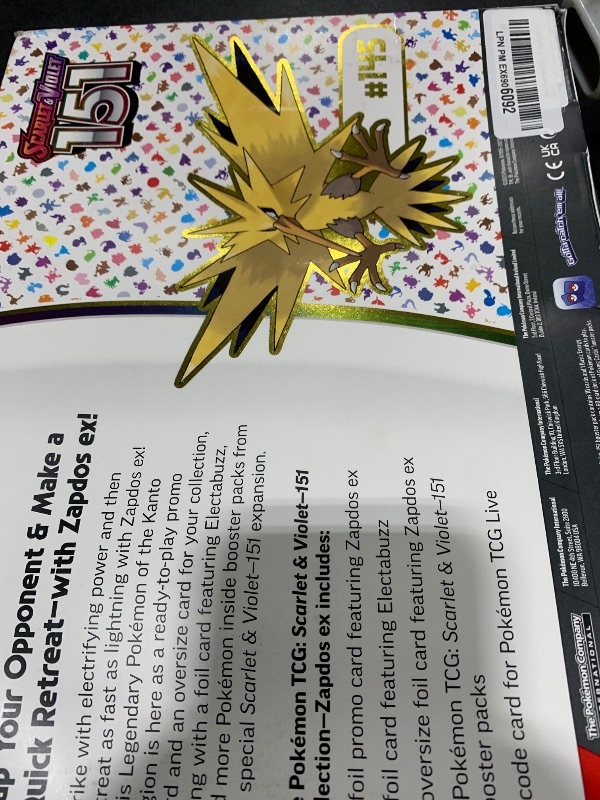 Photo 1 of Pokemon TCG Scarlet & Violet 3.5 Pokemon 151 Zapdos Ex Box