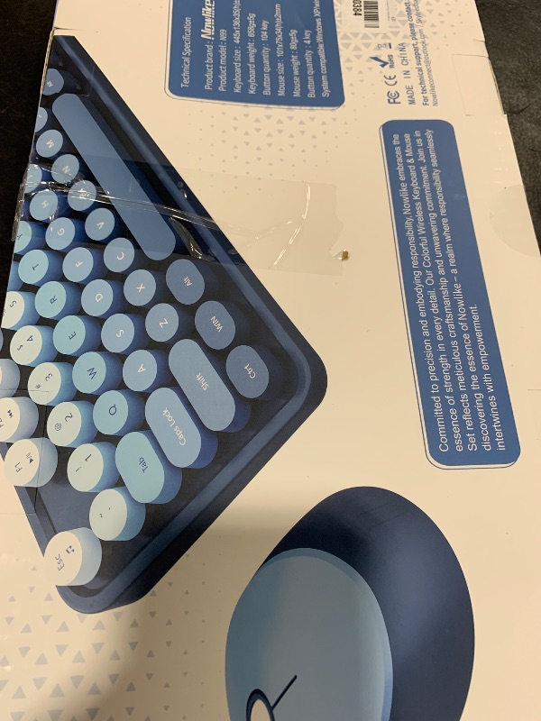 Photo 1 of Nowlike Wireless Keyboard and Mouse Combo, Retro Typewriter Keyboard with Round Keycaps, Full-Size Ergonomic, Blue, Ideal for Windows PC, Home, Office, and College, Wireless Keyboard Mouse Combo