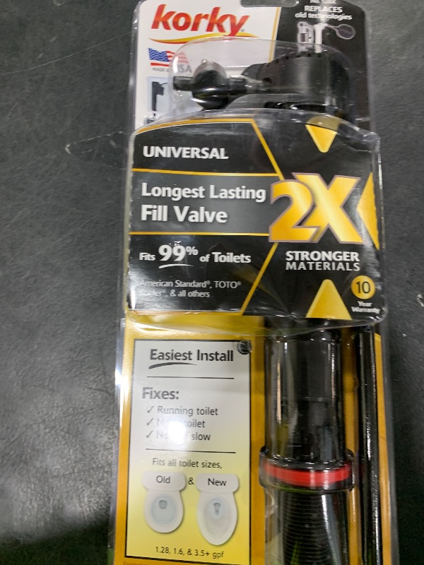 Photo 1 of Korky QuietFILL 2X Long Life Toilet Fill Valve - Universal Fits 99% of Toilets - Easy Height Adjust for Fast Install, 528X