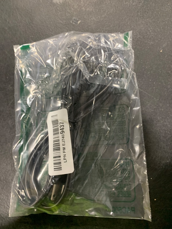 Photo 1 of Standard 5ft (1.5m) 10 Amps 125 Volts Black 3 Prong AC Power Cord Cable for Electronics, TV, Computer, Printer, Radio, Monitor, Samsung, Dell, Vizio, LG, Asus, Laptop and More