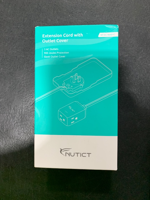 Photo 1 of Short Flat Extension Cord 1.5ft, ETL Listed, NUTICT Indoor 3 Prong Extension Cord Flat Wall Plug with Outlet Cover, 900J Surge Protector, Small Outlet Extender Hidden for Kitchen Bathroom, White