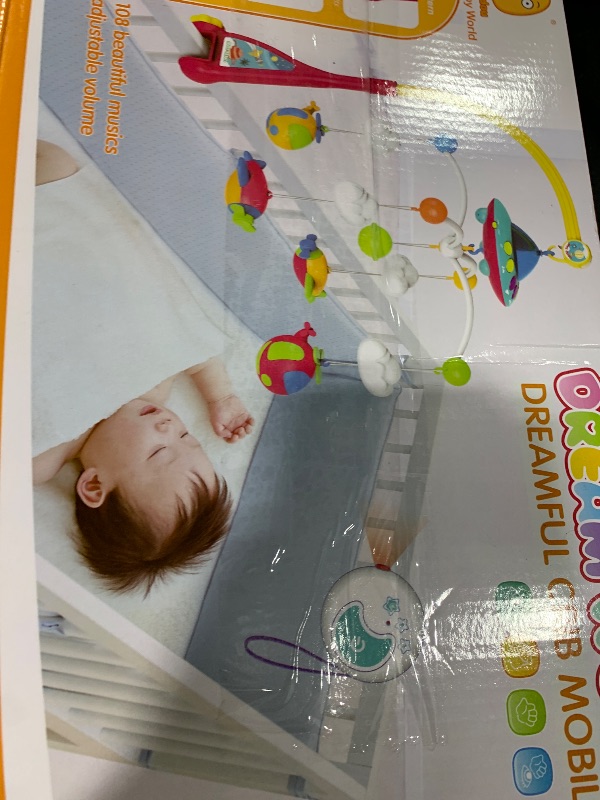 Photo 1 of Mini Tudou Musical Baby Crib Mobile Toy with Lights and Music, Star Projector Function and Cartoon Rattles, Remote Control Musical Box with 108 Melodies, Toy for Newborn Sleep