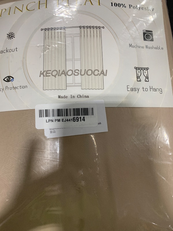 Photo 1 of KEQIAOSUOCAI Extra Wide Pinch Pleated Blackout Living Room Curtains 102 Inches Long, Triple Weave Thermal Insulated Window Light Blocking Panels for Patio/Hall/Porch (Khkai, W80 x L102, Set of 2)