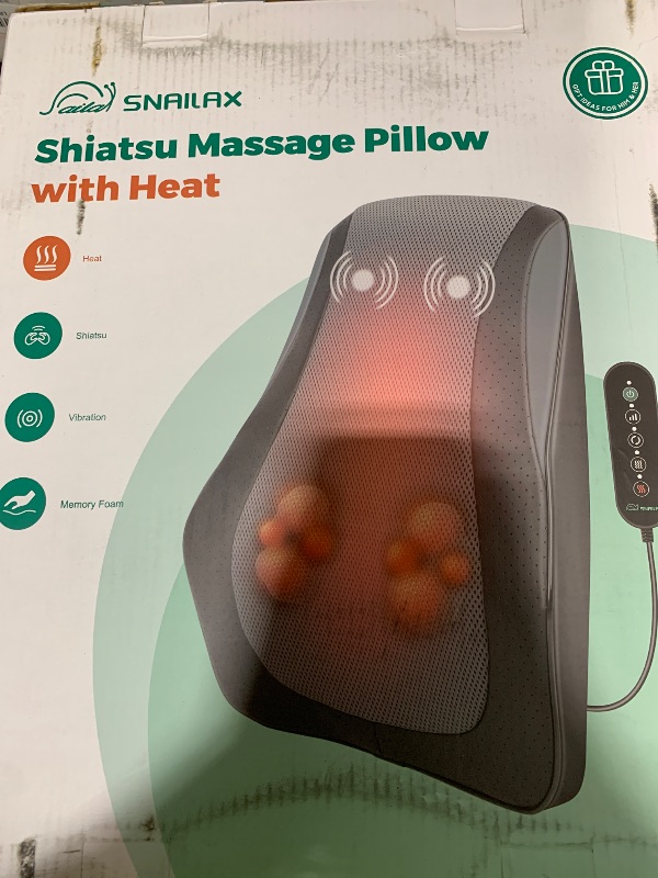 Photo 1 of Snailax Back Massager for Back Pain Deep Tissue, Shiatsu Lower Back Neck Massager with Heat, 3D Kneading Massage Pillow for Neck Shoulder Legs, Gifts for Mom, Dad, Women
