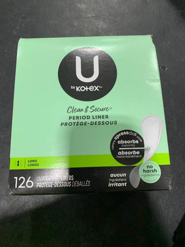 Photo 1 of U by Kotex Panty Liners, Clean & Secure, Light Absorbency, Long Length, 126 Count (Packaging May Vary)