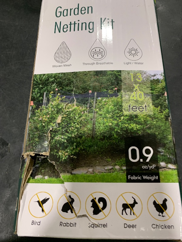 Photo 1 of Bird Netting for Garden, Fetanten 13 x 40 FT Netting for Garden Protection Vegetables Fruit Trees Blueberry from Birds Deer Poultry, Heavy Duty Woven Mesh Net Animal Fencing with Ties and Staples