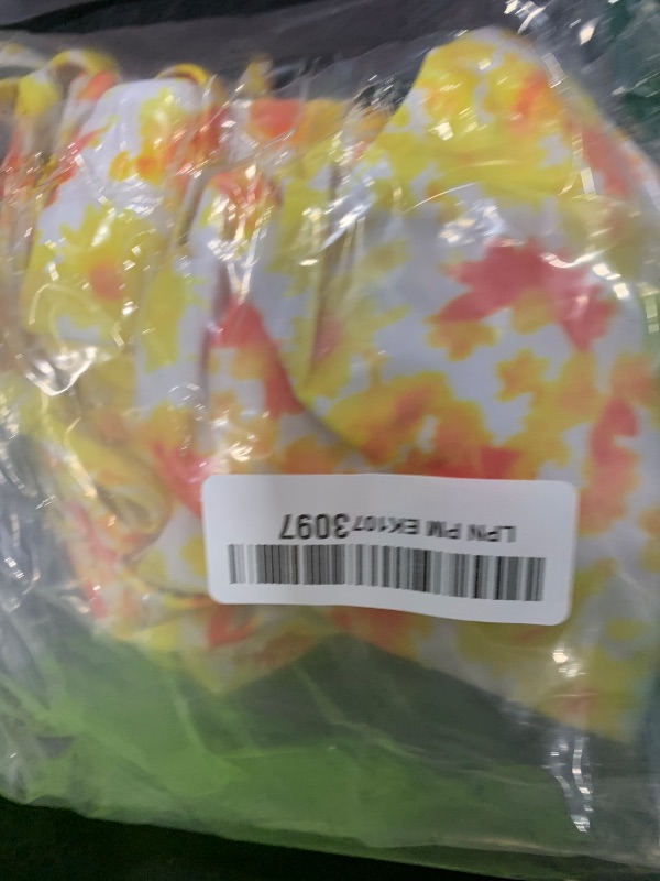 Photo 1 of Women's Two Piece Bikini Swimsuit Set Floral Padded Top Tie Side Triangle Thong Bathing Suit Yellow