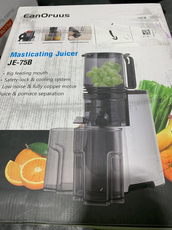 Photo 1 of Cold Press Juicer, 5.8" Wide Feed Chute Juice Extractor Machine with 400W, High Juice Yield, Slow Masticating Juicer for Whole Vegetables & Fruits, Metallic Silver