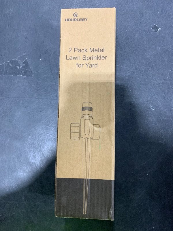 Photo 1 of Hourleey 2 Pack Metal Lawn Sprinkler for Yard, Automatic Brass Garden Water Sprinklers on Spike Base, Adjustable 360 Degree Sprinkler Nozzle for Large Area Coverage Grass Patio Irrigation