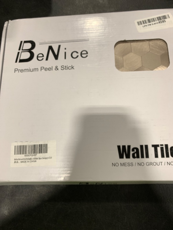 Photo 1 of BeNice Peel and Stick Backsplash Hexagon for Kitchen 3D Adhesive Metal Wall Tile Stickers 10pcs Champagne Gold